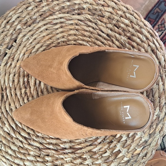 Marc Fisher Womens ML Gabbi Brown‎ Suede Mule 4" Block Heel Western Size 8 - Picture 5 of 8